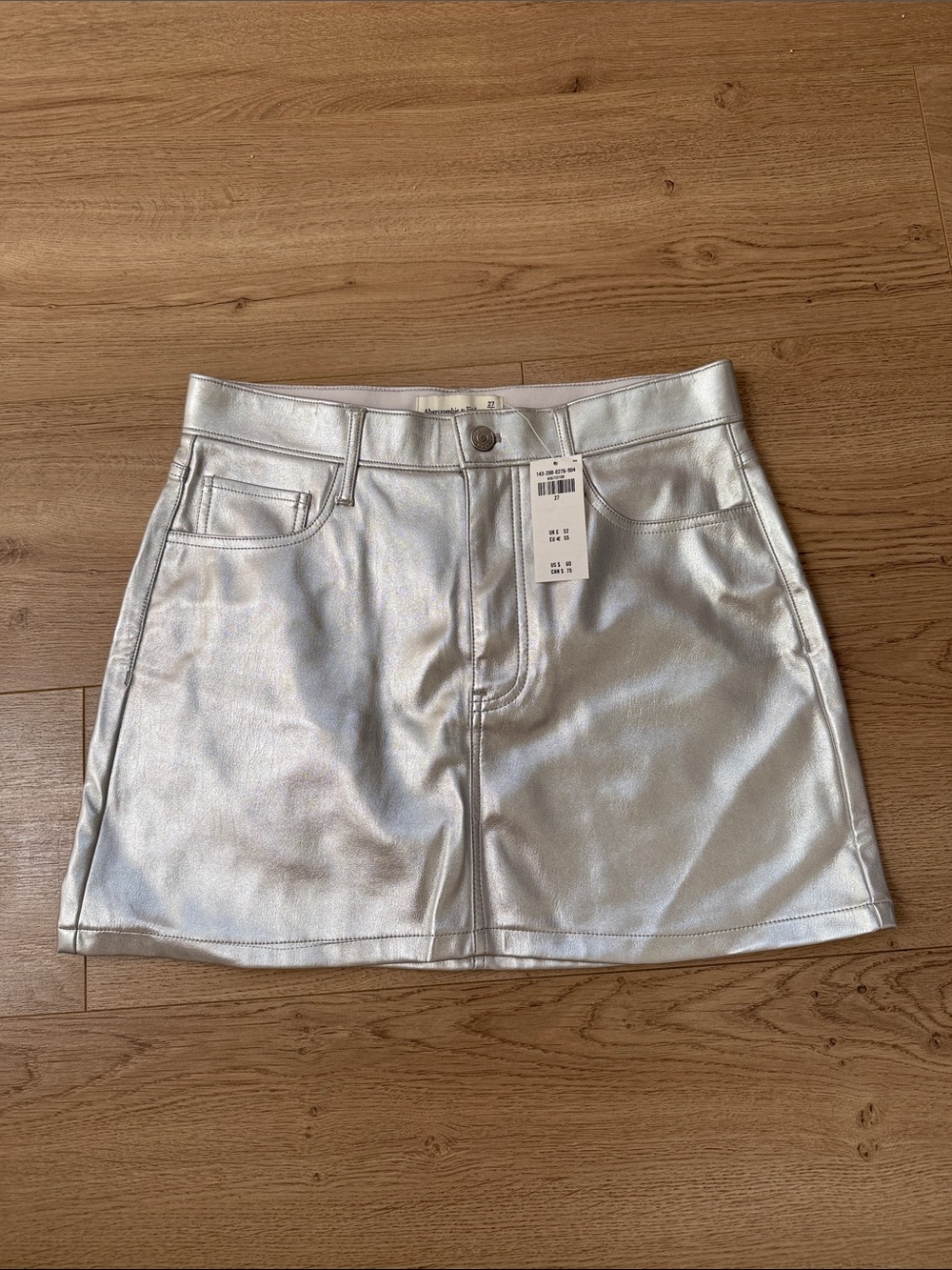 Abercrombie & Fitch Metallic Silver Faux Leather Mini Skirt